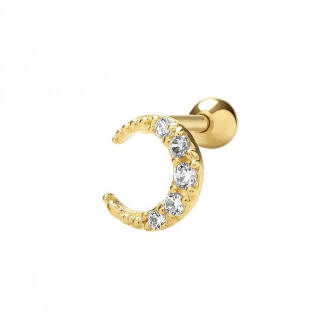 9ct Yellow Gold Zirconia Moon Cartilage 6mm Post Stud ES1935Acotis Gold JewelleryES1935