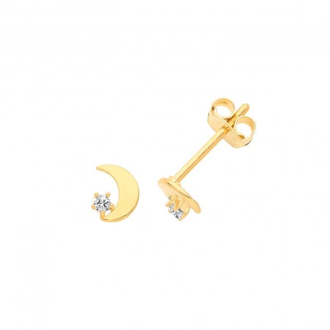 9ct Yellow Gold Zirconia Moon Studs ES660Acotis Gold JewelleryES660