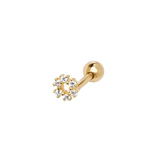 9ct Yellow Gold Zirconia Open Circle Cartilage 6mm Post Stud ES912Acotis Gold JewelleryES912