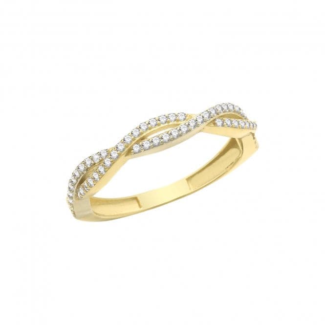 9ct Yellow Gold Zirconia Plaited Ring RN945Acotis Gold JewelleryRN945/O