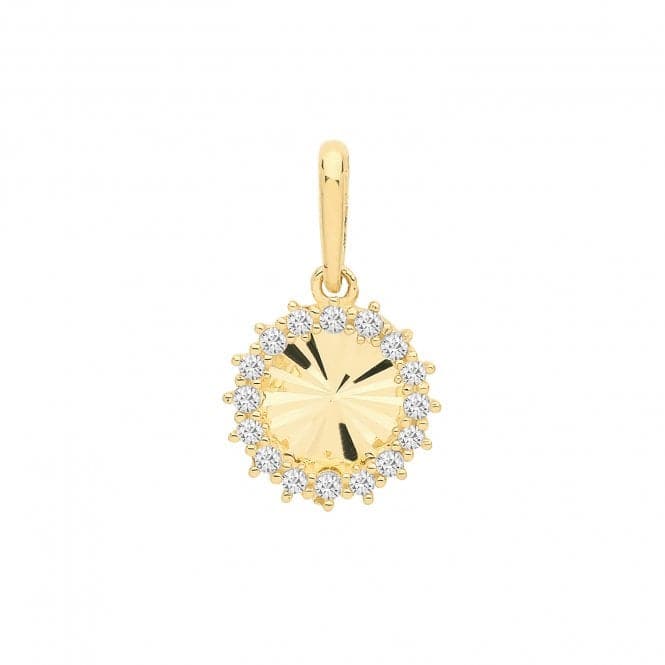 9ct Yellow Gold Zirconia Round Charm PN1143Acotis Gold JewelleryPN1143