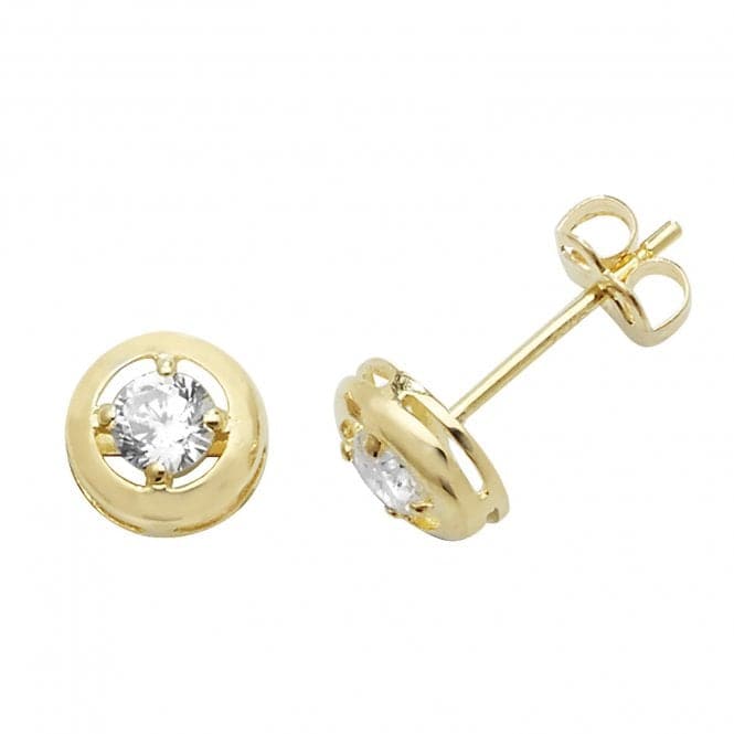 9ct Yellow Gold Zirconia Round Stud Earrings ES472Acotis Gold JewelleryES472