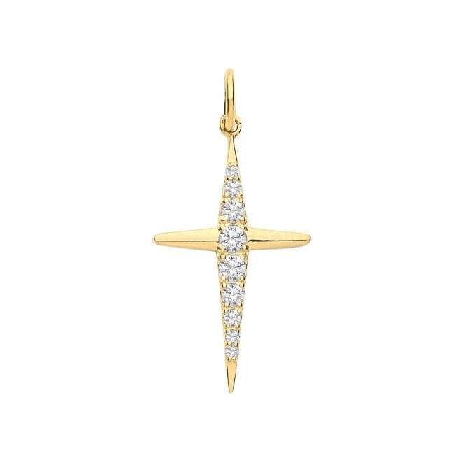 9ct Yellow Gold Zirconia Set Cross Pendant PN1171Acotis Gold JewelleryPN1171