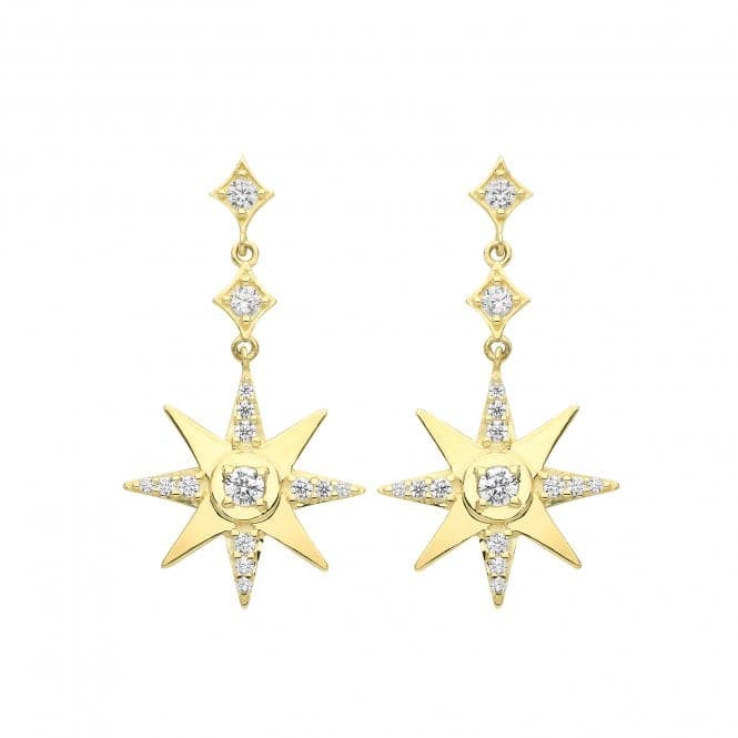 9ct Yellow Gold Zirconia Set Star Drop Earrings ER1182Acotis Gold JewelleryER1182