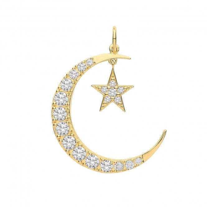 9ct Yellow Gold Zirconia Set Star & Moon Charm PN1177Acotis Gold JewelleryPN1177