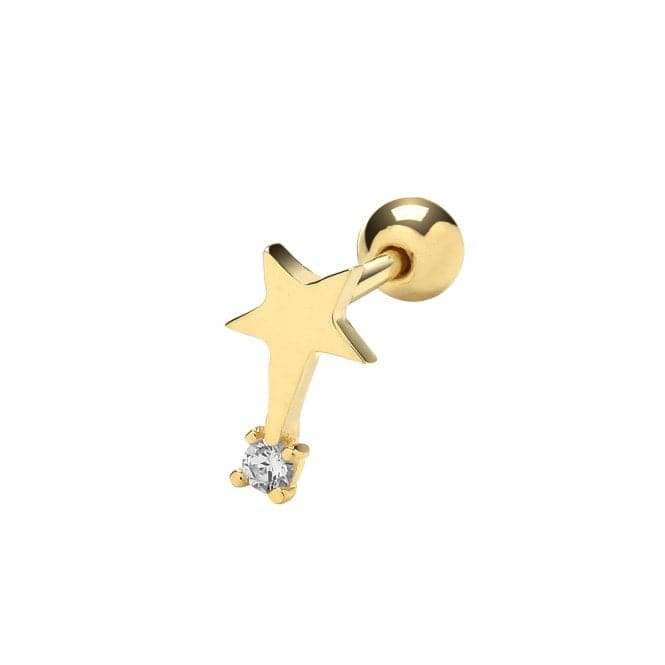 9ct Yellow Gold Zirconia Shooting Star Cartilage 6mm Post Stud ES1903Acotis Gold JewelleryES1903