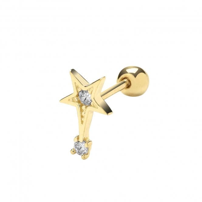 9ct Yellow Gold Zirconia Shooting Star Cartilage 6mm Post Stud ES1904Acotis Gold JewelleryES1904