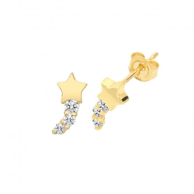 9ct Yellow Gold Zirconia Shooting Star Stud Earrings ES1600Acotis Gold JewelleryES1600