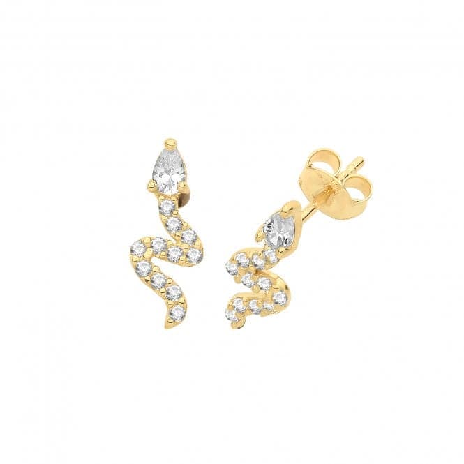 9ct Yellow Gold Zirconia Snake Stud Earrings ES1609Acotis Gold JewelleryES1609