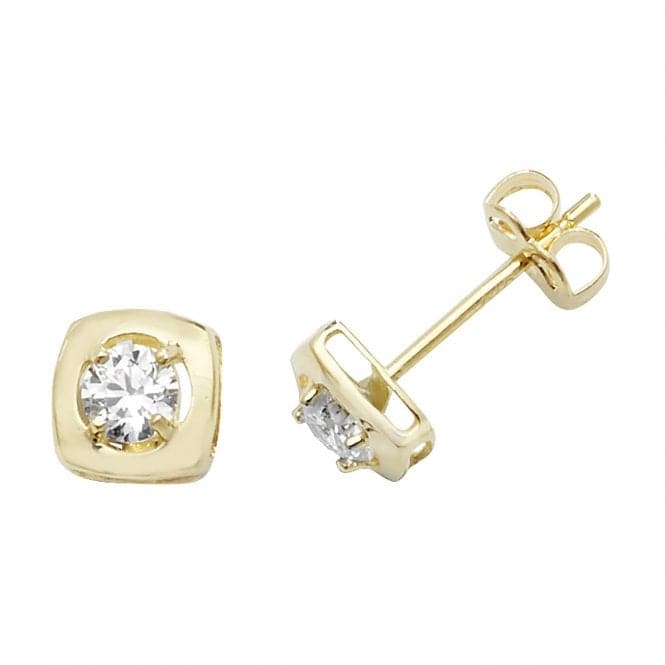 9ct Yellow Gold Zirconia Square Stud Earrings ES471Acotis Gold JewelleryES471