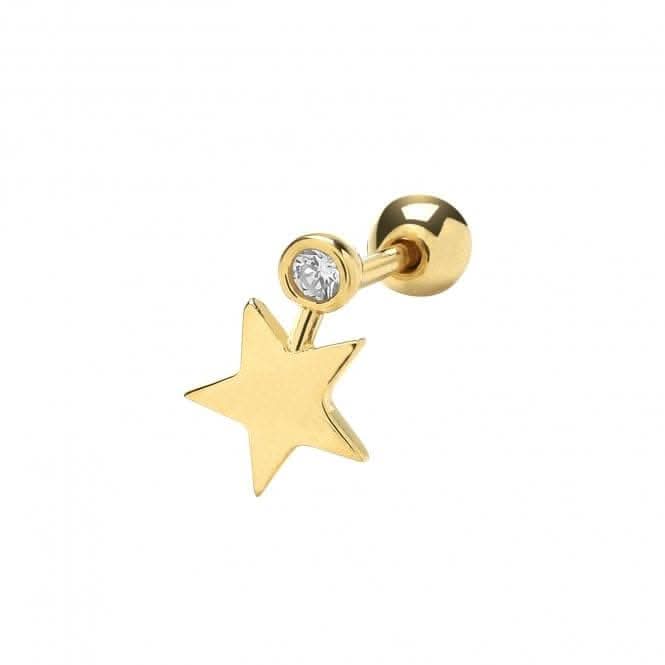 9ct Yellow Gold Zirconia &amp;Star Cartilage 6mm Post Stud ES1902Acotis Gold JewelleryES1902