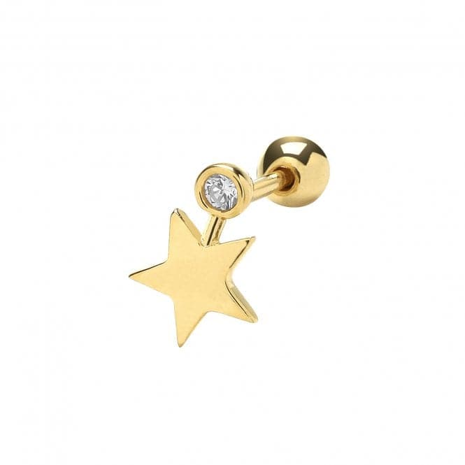 9ct Yellow Gold Zirconia &Star Cartilage 6mm Post Stud ES1902Acotis Gold JewelleryES1902