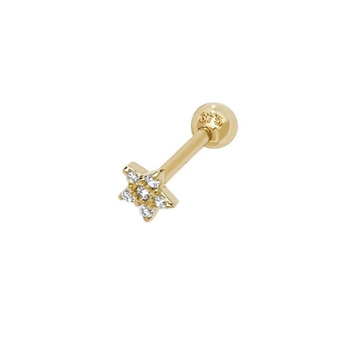 9ct Yellow Gold Zirconia Star Cartilage 8.5mm Post Stud ES930PAcotis Gold JewelleryES930P