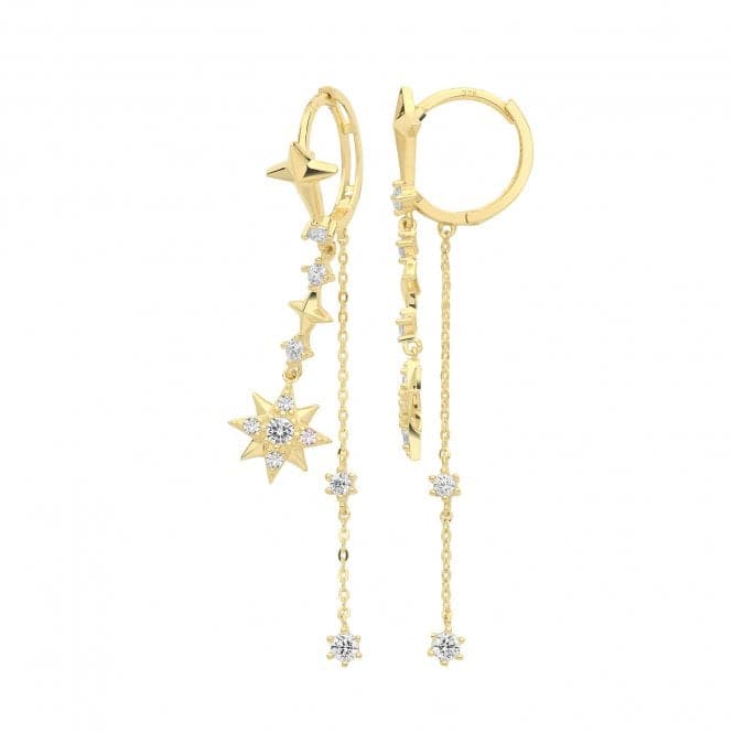 9ct Yellow Gold Zirconia Star Charm Drop Earrings ER1176Acotis Gold JewelleryER1176