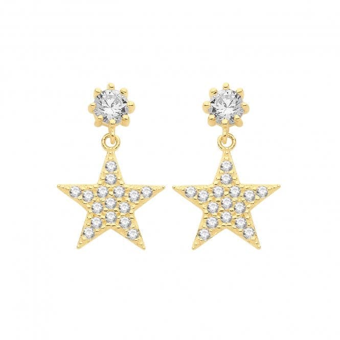 9ct Yellow Gold Zirconia Star Drop Earrings ER1151Acotis Gold JewelleryER1151