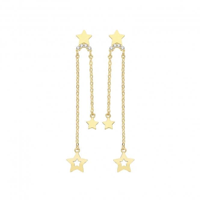 9ct Yellow Gold Zirconia Star Drop Earrings ER1157Acotis Gold JewelleryER1157