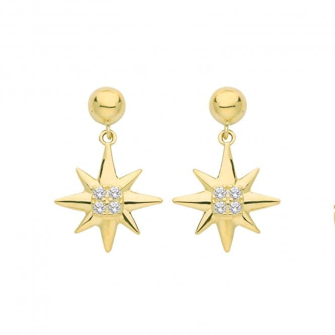 9ct Yellow Gold Zirconia Star Drop Earrings ES696Acotis Gold JewelleryES696