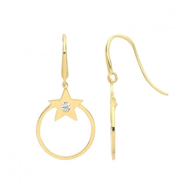 9ct Yellow Gold Zirconia Star Fish Hook Drop Earrings ER1160Acotis Gold JewelleryER1160