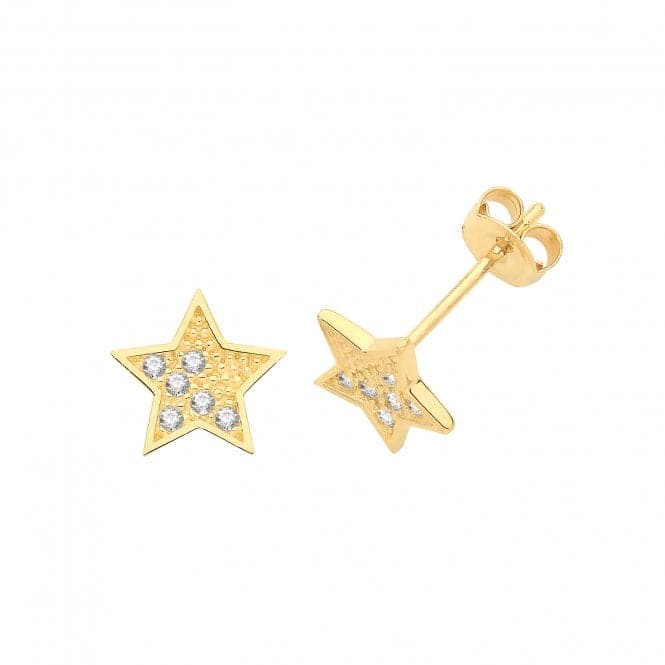 9ct Yellow Gold Zirconia Star Stud Earrings ES1620Acotis Gold JewelleryES1620