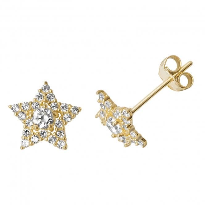 9ct Yellow Gold Zirconia Star Stud Earrings ES496Acotis Gold JewelleryES496