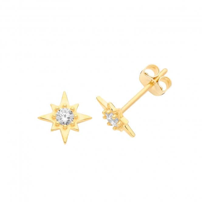 9ct Yellow Gold Zirconia Star Studs ES700Acotis Gold JewelleryES700