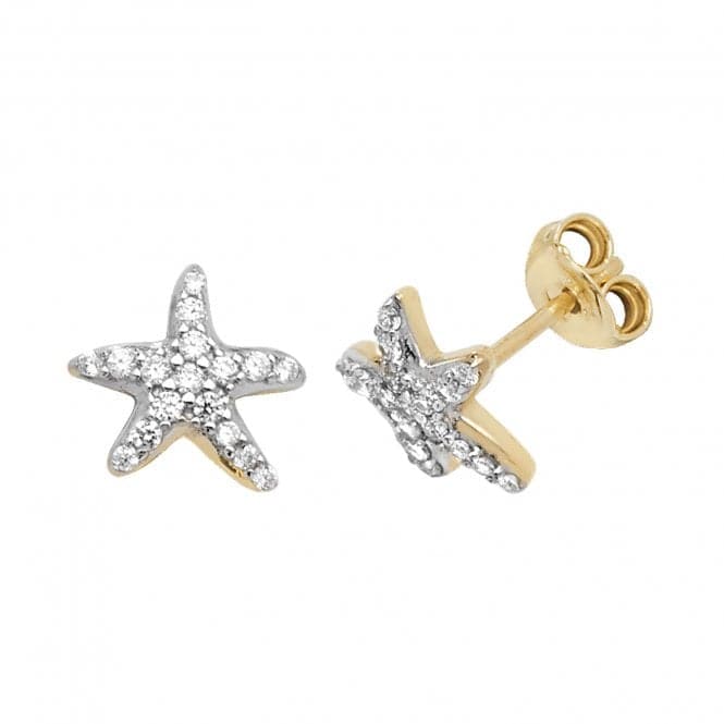 9ct Yellow Gold Zirconia Starfish Stud Earrings ES569Acotis Gold JewelleryES569