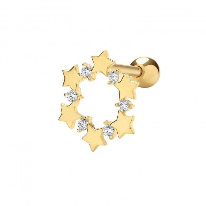 9ct Yellow Gold Zirconia Stars Circle Cartilage 6mm Post Stud ES1933Acotis Gold JewelleryES1933