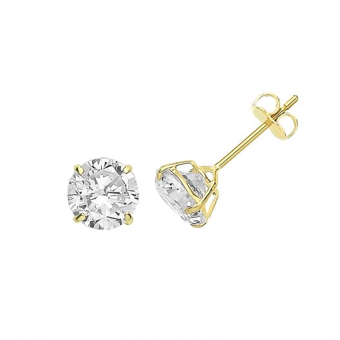 9ct Yellow Gold Zirconia Stud 6Mm ES713Acotis Gold JewelleryES713