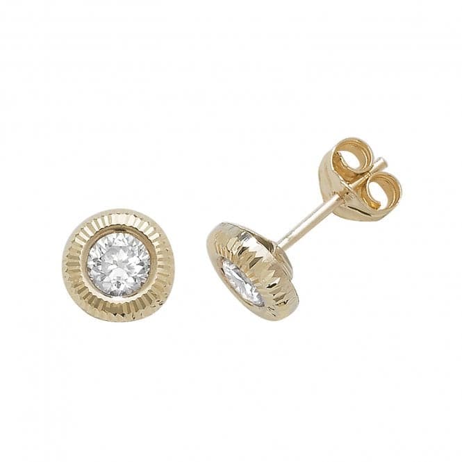 9ct Yellow Gold Zirconia Stud Earrings ES396Acotis Gold JewelleryES396