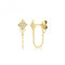 9ct Yellow Gold Zirconia Studs With Chain ES744Acotis Gold JewelleryES744