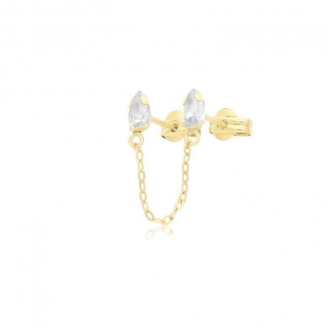 9ct Yellow Gold Zirconia Studs With Connecting Chain ES745Acotis Gold JewelleryES745
