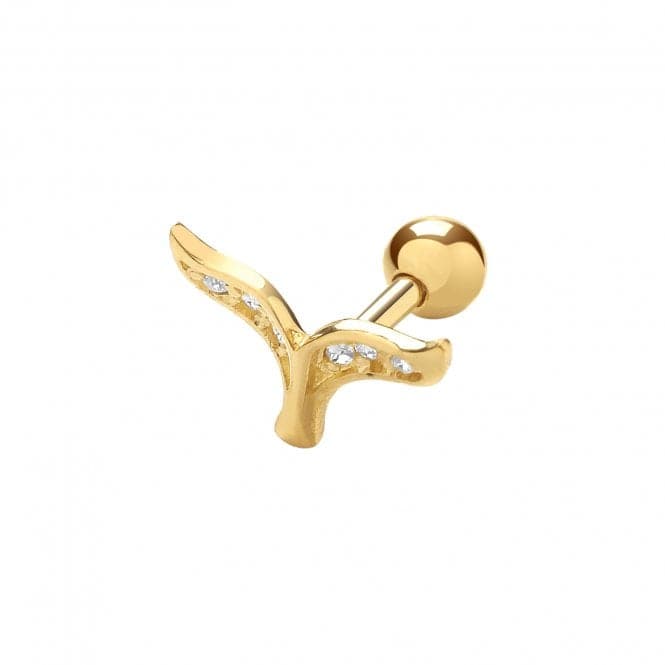 9ct Yellow Gold Zirconia Wings Cartilage 6mm Post Stud ES1942Acotis Gold JewelleryES1942