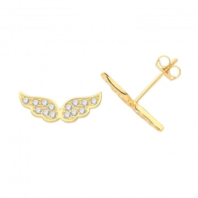 9ct Yellow Gold Zirconia Wings Stud Earrings ES1654Acotis Gold JewelleryES1654