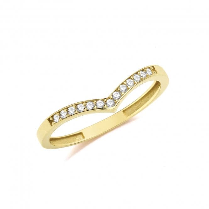 9ct Yellow Gold Zirconia Wishbone Ring RN965Acotis Gold JewelleryRN965/R