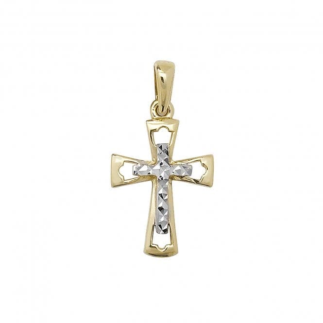 9ct Yellow & White Gold Cross Dc Pendant PN087Acotis Gold JewelleryPN087