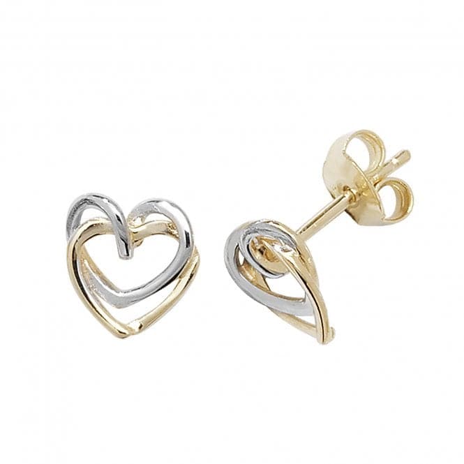 9ct Yellow & White Gold Interlocking Heart Stud Earrings ER097Acotis Gold JewelleryER097