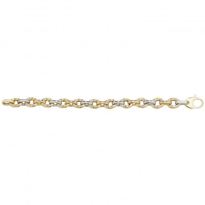 9ct Yellow & White Gold Ladies 7.5 Inches Fancy Bracelet BR560Acotis Gold JewelleryBR560