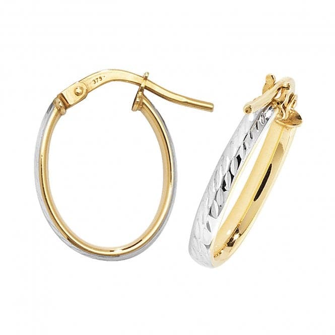 9ct Yellow & White Gold Oval Dc Hoop Earrings ER1043Acotis Gold JewelleryER1043 - V1