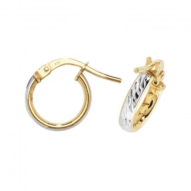 9ct Yellow &amp; White Gold Oval Dc Hoop Earrings ER1043Acotis Gold JewelleryER1043 - 08
