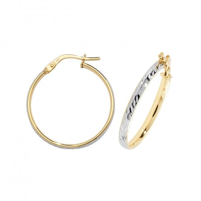 9ct Yellow & White Gold Oval Dc Hoop Earrings ER1043Acotis Gold JewelleryER1043 - 20