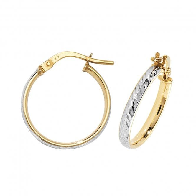 9ct Yellow & White Gold Oval Dc Hoop Earrings ER1043Acotis Gold JewelleryER1043 - 15