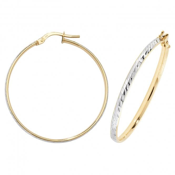 9ct Yellow & White Gold Oval Dc Hoop Earrings ER1043Acotis Gold JewelleryER1043 - 30