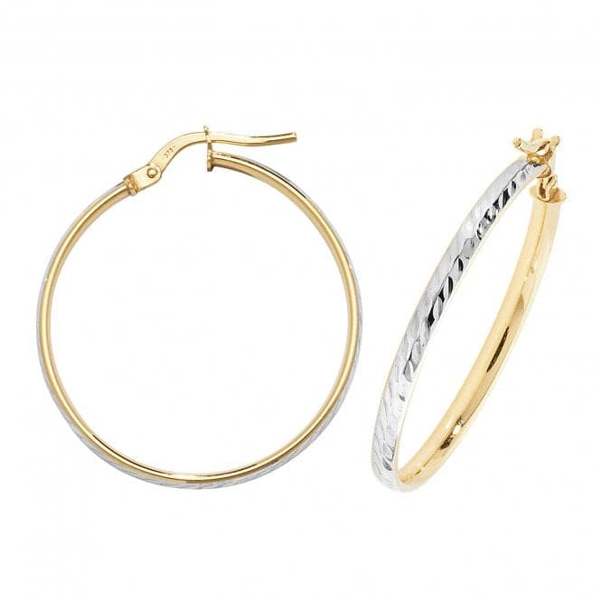 9ct Yellow & White Gold Oval Dc Hoop Earrings ER1043Acotis Gold JewelleryER1043 - 25