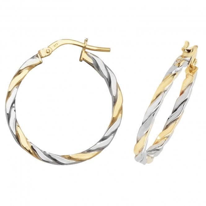 9ct Yellow & White Gold Oval Hoop Earrings ER1041YWAcotis Gold JewelleryER1041YW - 20