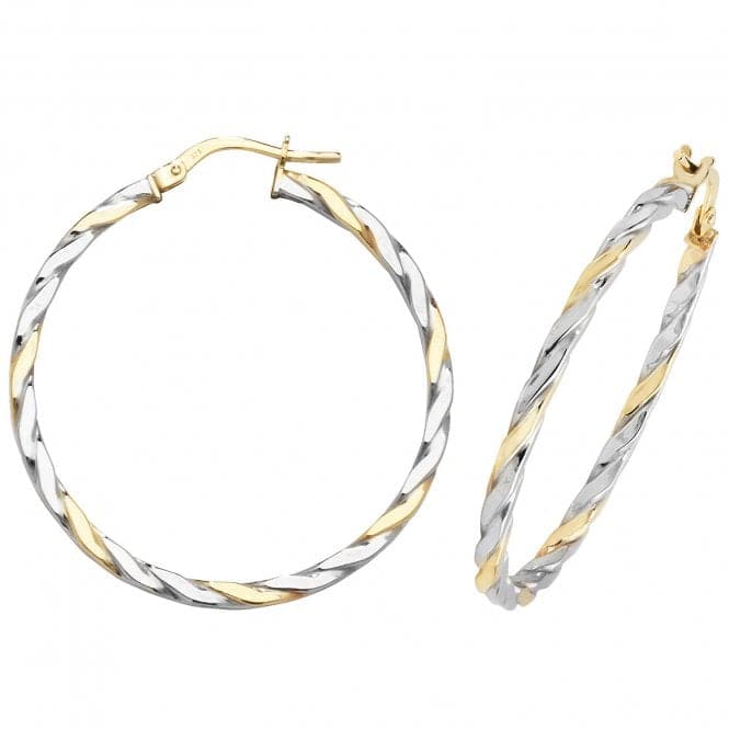 9ct Yellow & White Gold Oval Hoop Earrings ER1041YWAcotis Gold JewelleryER1041YW - 30