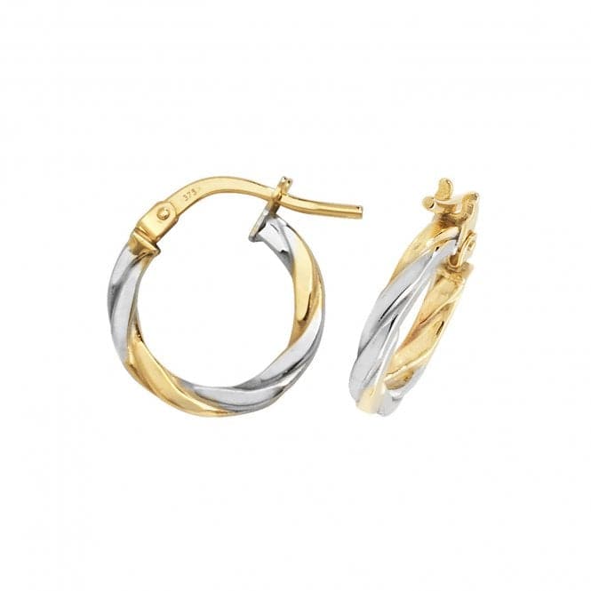 9ct Yellow & White Gold Oval Hoop Earrings ER1041YWAcotis Gold JewelleryER1041YW - 10