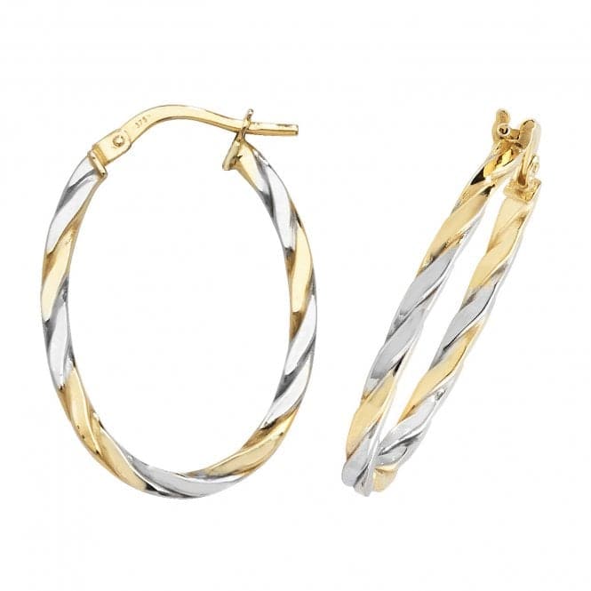 9ct Yellow & White Gold Oval Hoop Earrings ER1041YWAcotis Gold JewelleryER1041YW - V3