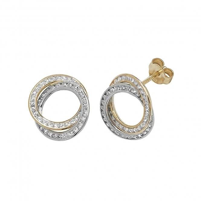 9ct Yellow & White Gold Zirconia Stud Earrings ES171Acotis Gold JewelleryES171