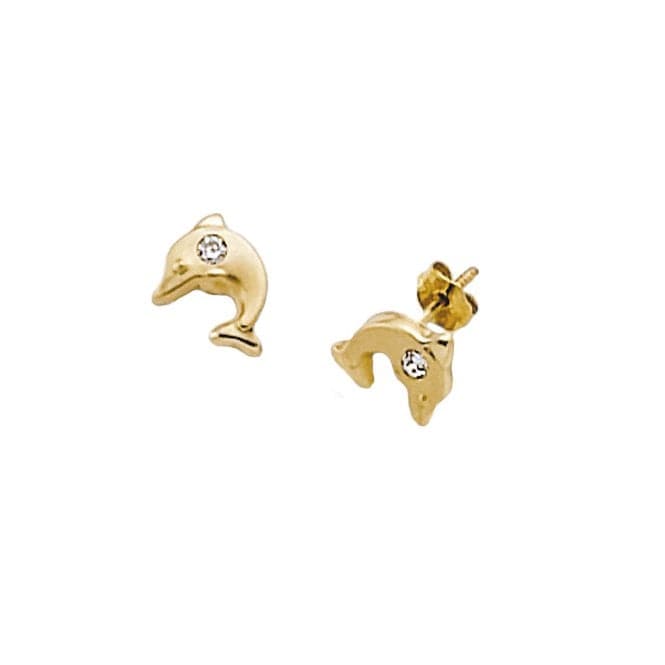 9ct Yellowdolphin Zirconia Stud Earrings ES247SAcotis Gold JewelleryES247S