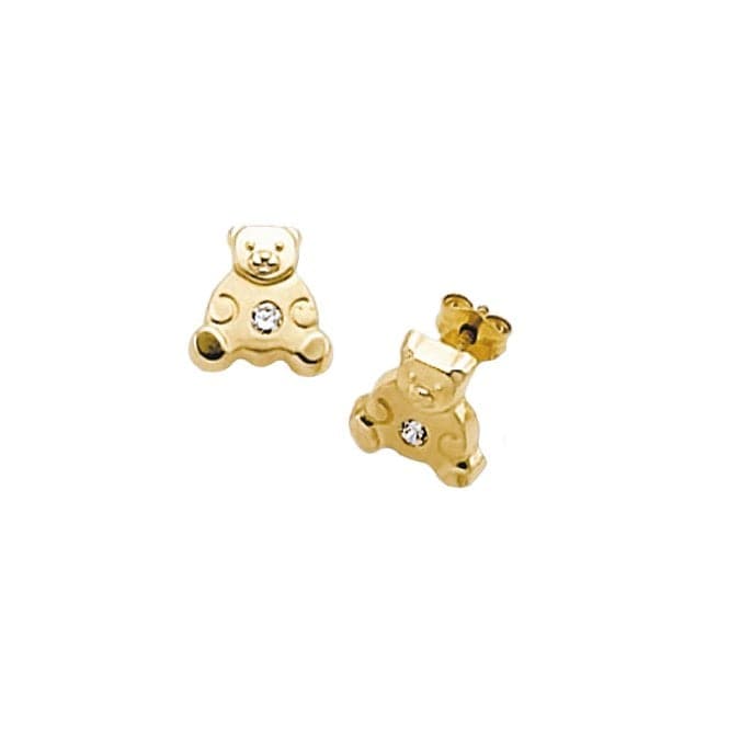 9ct Yellowteddy Bear Zirconia Stud Earrings ES248SAcotis Gold JewelleryES248S